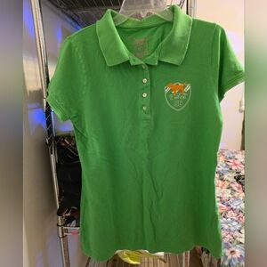 Green Women's Pink Victoria Secret Polo Shirt with Logo
